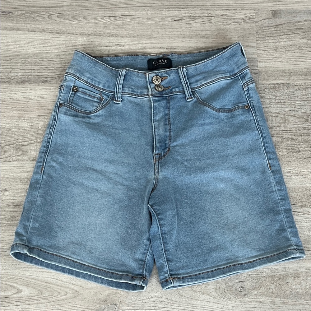 Curve Appeal Blue Denim Women’s Jegging Shorts Strechy